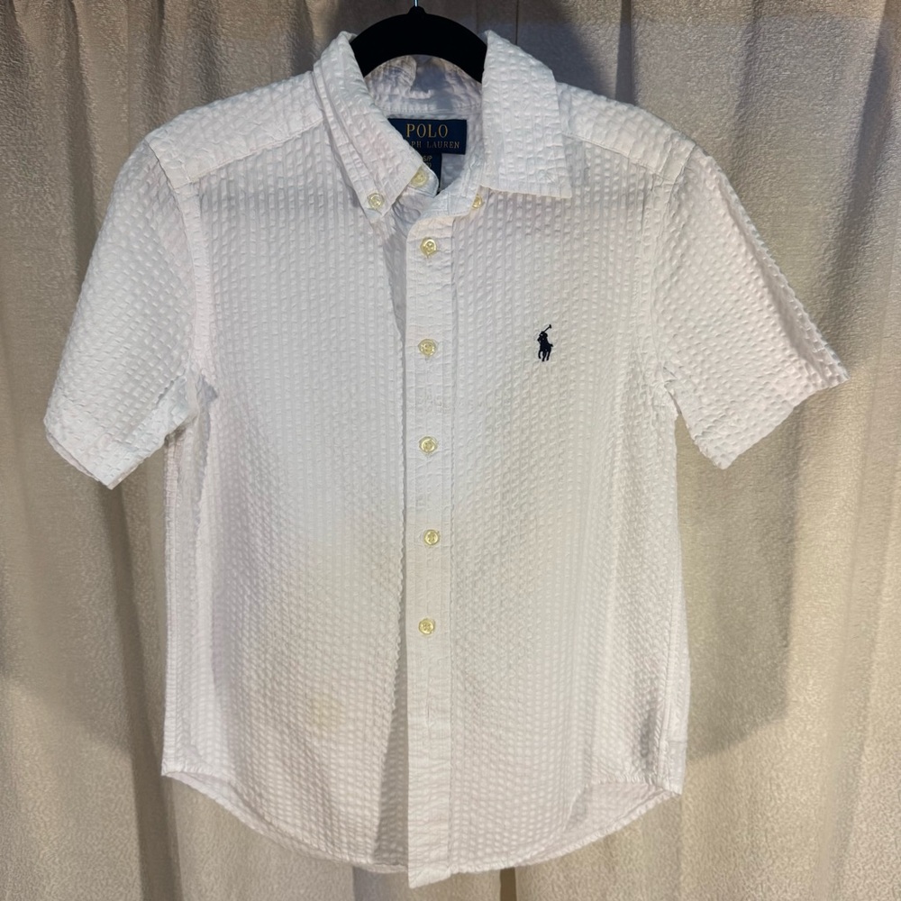 Polo by Ralph Lauren Boy’s Textured White Button Down Shirt